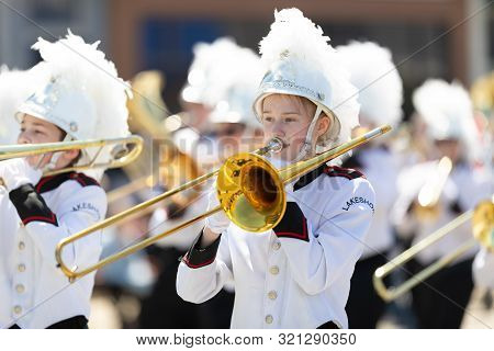 Benton Harbor, Michigan, Usa - May 4, 2019: Blossomtime Festival Grand Floral Parade, Members Of The