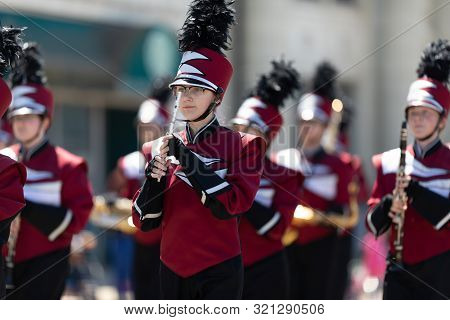 Benton Harbor, Michigan, Usa - May 4, 2019: Blossomtime Festival Grand Floral Parade, Members Of The