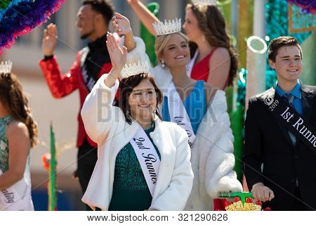 Benton Harbor, Michigan, Usa - May 4, 2019: Blossomtime Festival Grand Floral Parade, Float Carrying