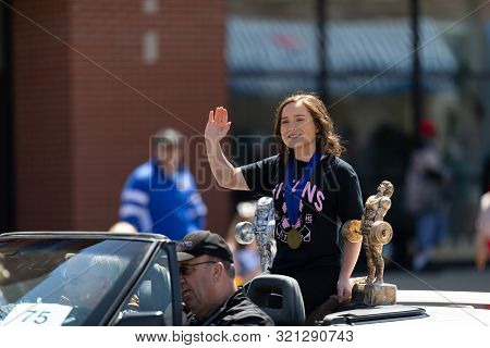 Benton Harbor, Michigan, Usa - May 4, 2019: Blossomtime Festival Grand Floral Parade, Car Transporti