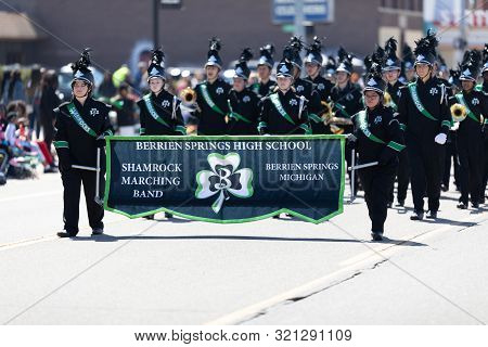 Benton Harbor, Michigan, Usa - May 4, 2019: Blossomtime Festival Grand Floral Parade, Members Of The