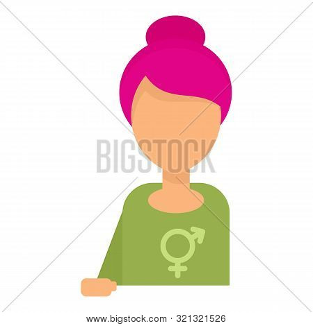 Pink Hair Bisexual Girl Icon. Flat Illustration Of Pink Hair Bisexual Girl Vector Icon For Web Desig
