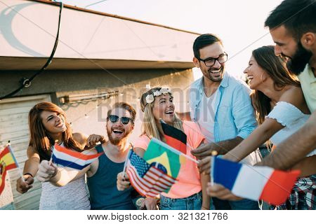 Friends Of Different Culutres Having Fun, Promoting Peace Without Racial Prejudices