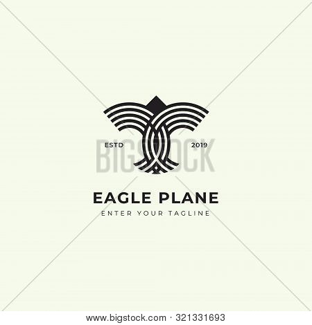 Eagle Fly Logo Modern Design With Unique Stripes. Vector Stock Eps 10.