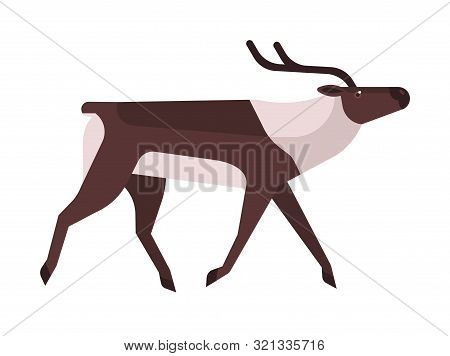 Majestic Deer, Reindeer Flat Vector Illustration. Wild Stag, Wapiti Minimalistic Sign. Forest Fauna,