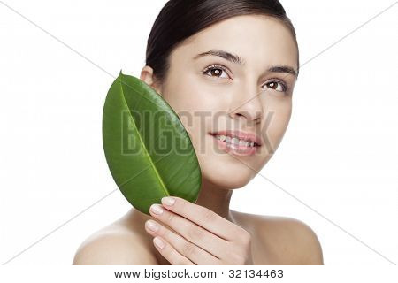 fris gezicht met natuurlijke make-up, geen filters die worden gebruikt op de huid