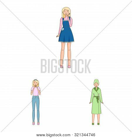 Vector Illustration Of Woman And Body Logo. Set Of Woman And Style Vector Icon For Stock.