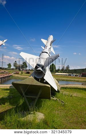 Soviet surface-to-air anti aircraft systems on the military exhibition