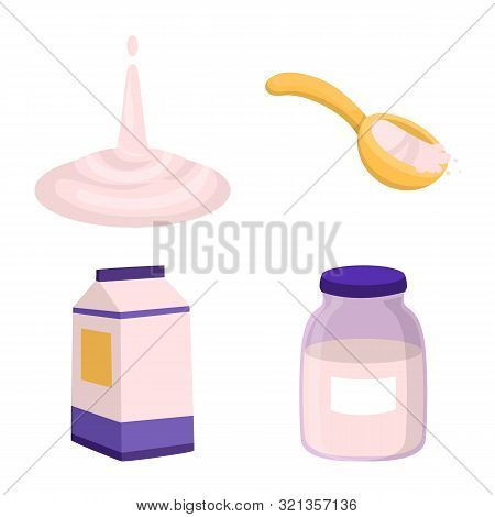 Isolated Object Of Food And Dairy Symbol. Collection Of Food And Calcium Stock Vector Illustration.