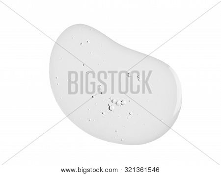 Face Serum Or Cosmetic Gel Texture. Clear White Liquid Drop Swatch Isolated On White Background. Mac