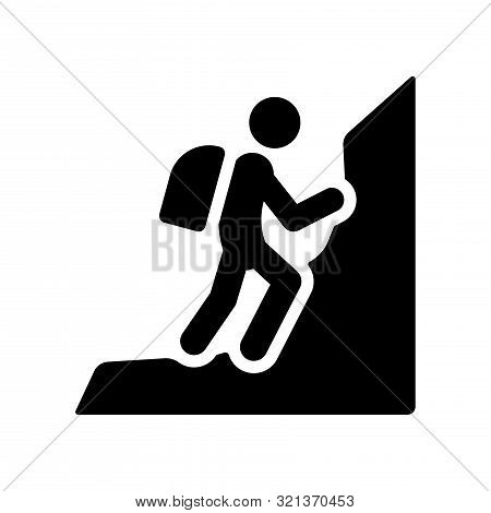 mountaineering line icon on white background. sign symbol