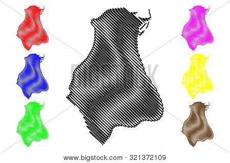 Ariana Governorate (governorates Of Tunisia, Republic Of Tunisia) Map Vector Illustration, Scribble 