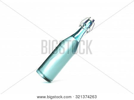 Glass Bottle Isolated With Reflection. 3d Render