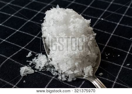 Maldon Sea Salt Flakes In Spoon. Ready To Use.