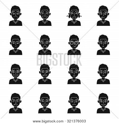 Vector Illustration Of Face And Boy Sign. Set Of Face And Young Vector Icon For Stock.