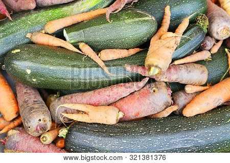 Vegetables Crop - Zucchini,carrot,beatroot On Cart Close Up Photo