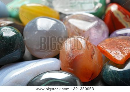 Different Precious Gemstones As Background, Closeup View