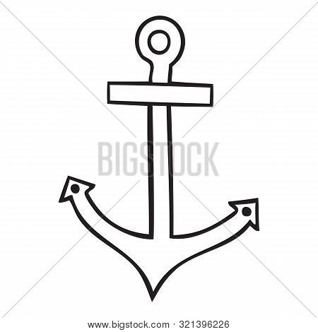Black And White Isolated Anchor Vector Icon