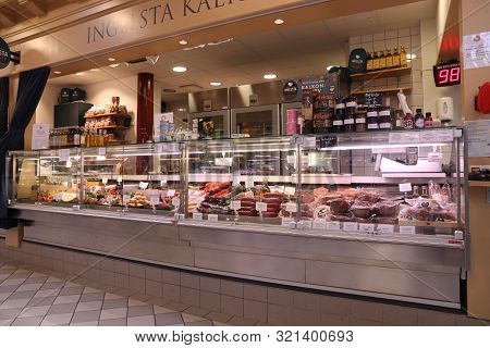 Gothenburg, Sweden - August 27, 2018: Old Food And Gourmet Cuisine Marketplace In Gothenburg, Sweden