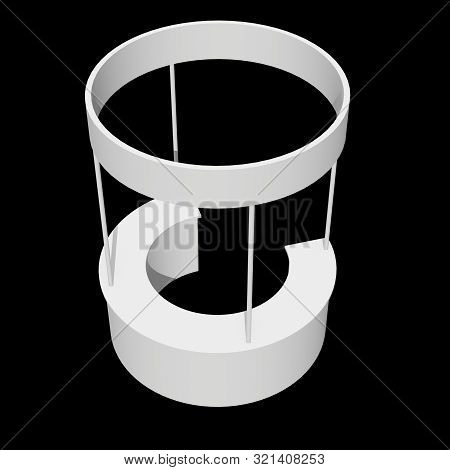 Stall Or Kiosk Modern Reception Desk. Trade Show Booth White And Blank. 3d Render Illustration On Bl
