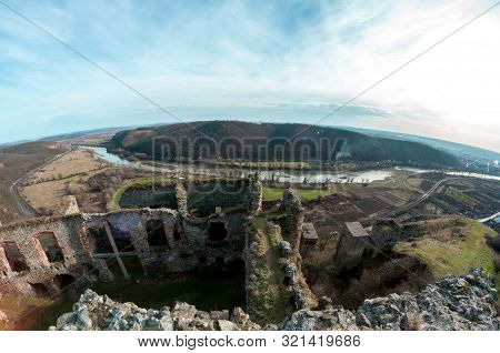 Fisheye View Of Soimos Fortress. Built In 1278