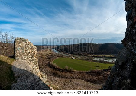 Fisheye View Of Soimos Fortress. Built In 1278