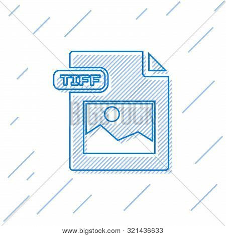 Blue Line Tiff File Document. Download Tiff Button Icon Isolated On White Background. Tiff File Symb