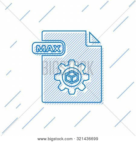 Blue Line Max File Document. Download Max Button Icon Isolated On White Background. Max File Symbol.