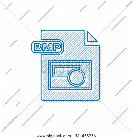 Blue Line Bmp File Document. Download Bmp Button Icon Isolated On White Background. Bmp File Symbol.