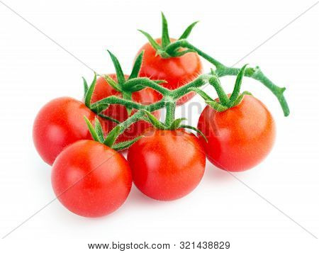 Bunch Of Cherry Tomatoes Isolated On White Background
