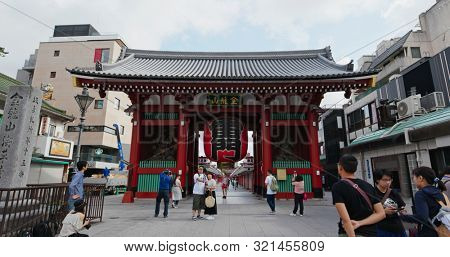 Tokyo, Japan, 24 June 2019: Kaminarimon Gate of Sensoji temple