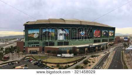 Phoenix, Arizona/united States- January 9, 2018: A Panoramic Of Chase Field In Phoenix, Arizona. Bui