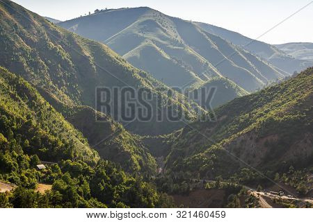 Green Hills Around Kunora Dardhes In Albania Near Fierza
