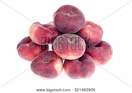 Heap Of Sweet Paraguaya Peaches Isolated On White Background