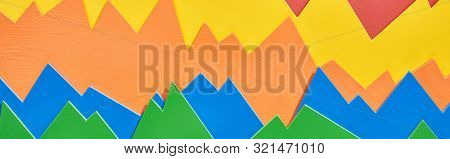Panoranic Shot Of Multicolor Analytical Graphs On White Background
