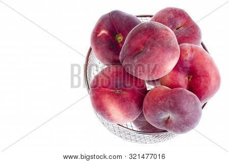Heap Of Sweet Paraguaya Peaches Isolated On White Background