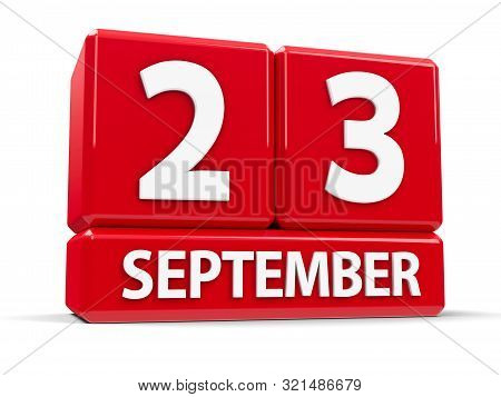 Red Cubes - The Twenty Third Of September - On A White Table, Three-dimensional Rendering, 3d Illust