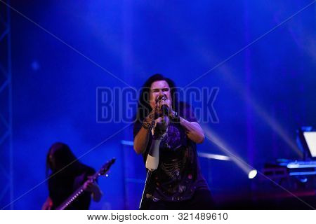 SIBIU, ROMANIA - JULY 26, 2019: James LaBrie vocalist of the progressive metal band Dream Theater performing live at Artmania Festival