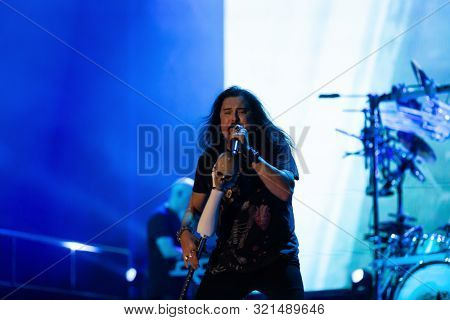SIBIU, ROMANIA - JULY 26, 2019: James LaBrie vocalist of the progressive metal band Dream Theater performing live at Artmania Festival