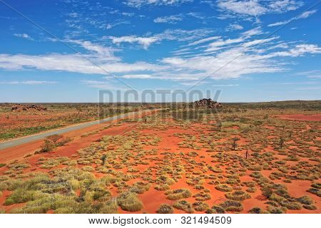 Central Australia Aerial View Of The Dry Red Outback Country