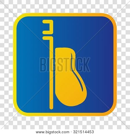 Vector, Silhouette Icon Stye Of Urinoir, Public Restroom, Inside Of Gradient Blue And Yellow Square 