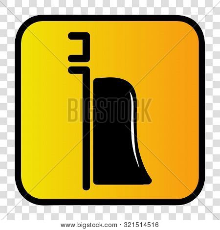 Vector, Silhouette Icon Stye Of Urinoir, Public Restroom, Inside Of Gradient And Yellow Square Borde