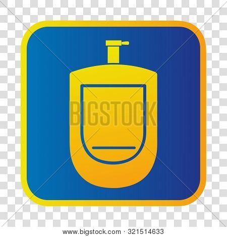 Vector, Silhouette Icon Stye Of Urinoir, Public Restroom, Inside Of Gradient Blue And Yellow Square 