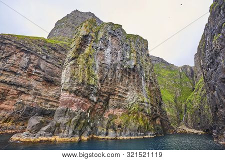 Vestmanna Stunning Bird Cliffs And Atlantic Ocean, The Elephant. Faroe Islands.