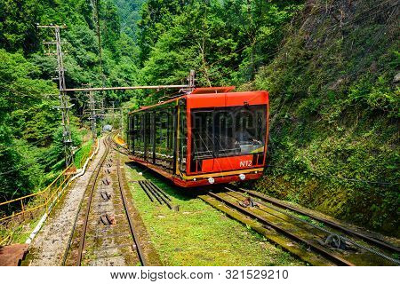Wakayama, Japan - 24 July 2019: New Generation Of Cable Car Operating Between Koyasan Station And Go