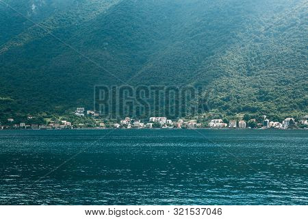 Boko Kotor Bay. Beautiful Sea And Mountain Views Of The Natural Landscape And Coastal City In Monten