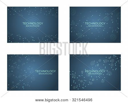 Technology Background Structure Digital Design Line Connection With Round Style Light. Vector Illust