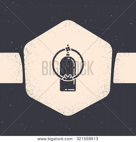 Grunge Aqualung Icon Isolated On Grey Background. Oxygen Tank For Diver. Diving Equipment. Extreme S
