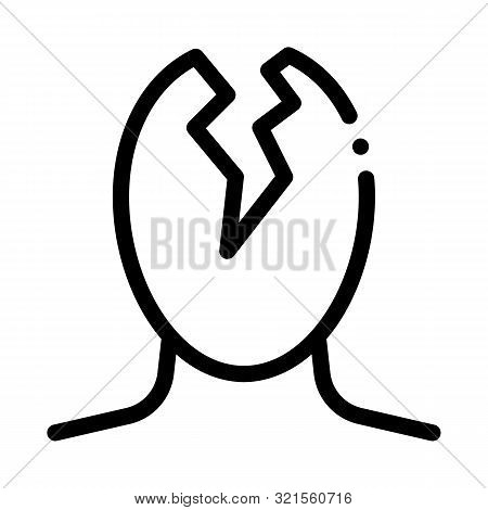 Head Split Pain Man Silhouette Headache Vector Icon Thin Line. Tension And Cluster Headache, Migrain