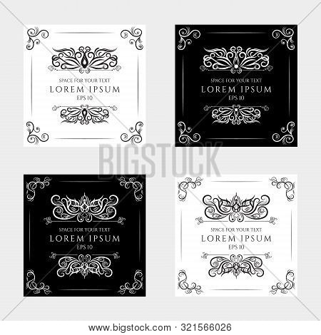 Wedding Background Vintage Frame Line Art Design Classic Style With Space For Your Text. Vector Illu